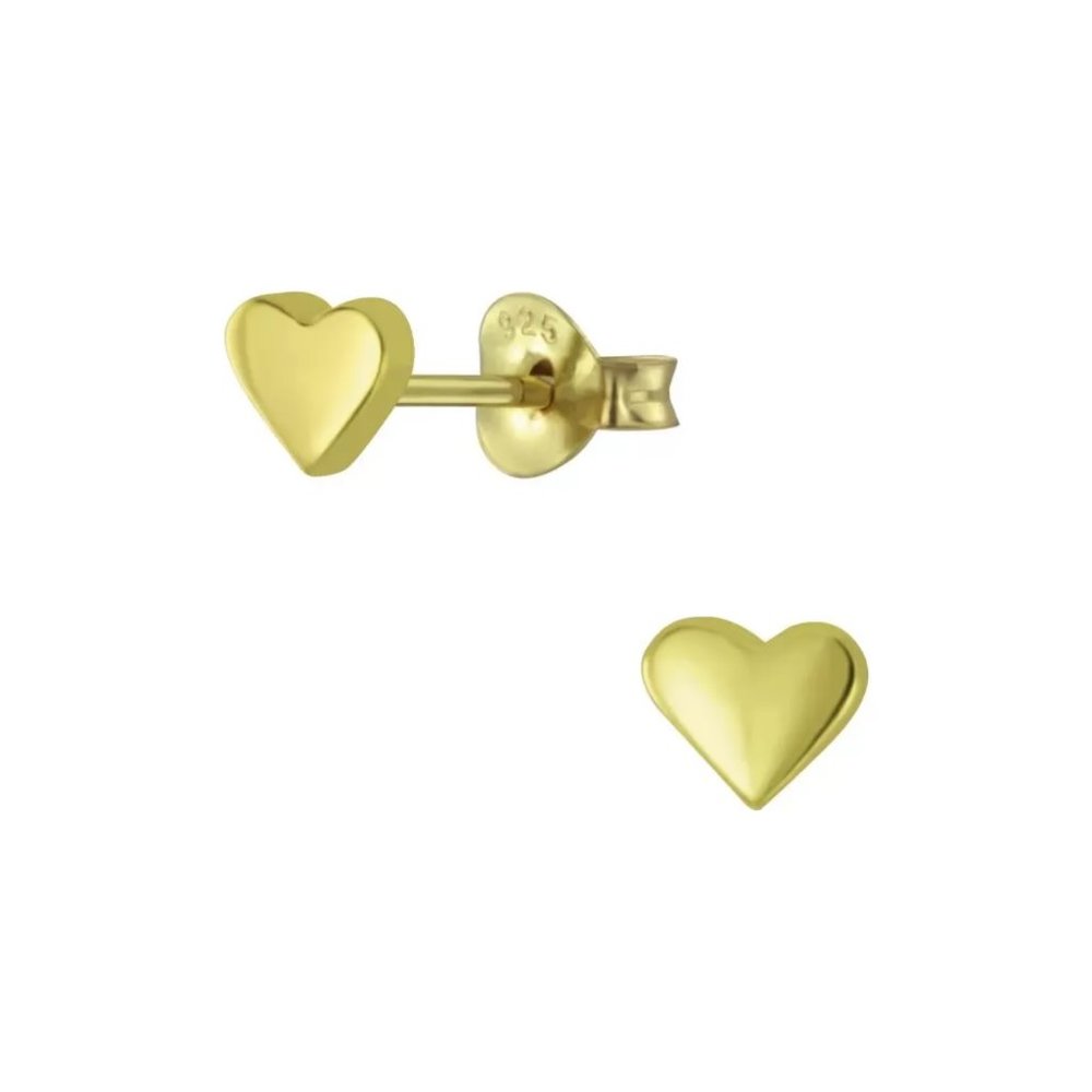 Gold Plated 925 Sterling Silver Heart Earrings Small Studs Gift for Her